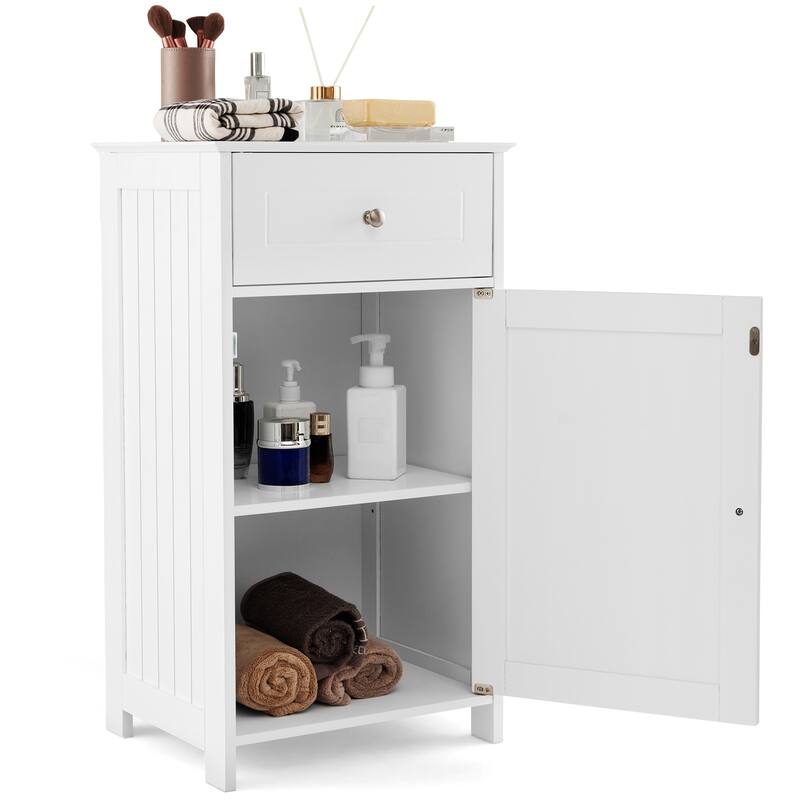 Bathroom Storage Cabinet with Drawer and Adjustable Shelf - 17" x 13.5" x 30.5"