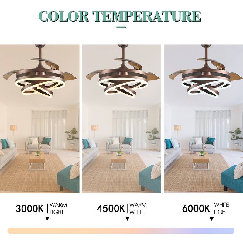 Oaks Aura 42in. LED DIY Shape Modern Ring Ceiling Fan With Lights, 6-Speed Latest DC Motor Remote Control Rose Ceiling Fan