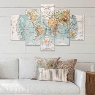 Designart "Ancient Map of The World II" Rustic Canvas Wall Art Print ...