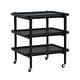 preview thumbnail 1 of 4, Rubberwood 3-Tier Bar Cart on Casters with Removable Tray/Shelf - 18.5"L x 23.62"W x 26.38"H Black
