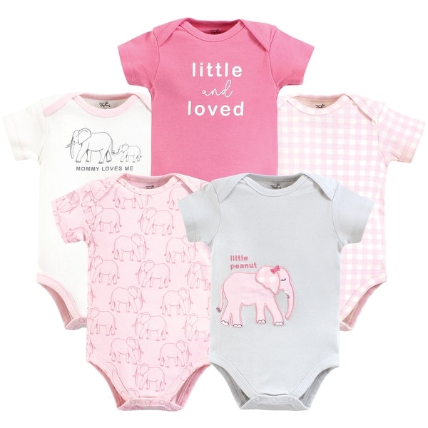 slide 1 of 1, Touched by Nature Girls Organic Cotton Bodysuits, Pink Peanut 0-3 Months - Pink Peanut