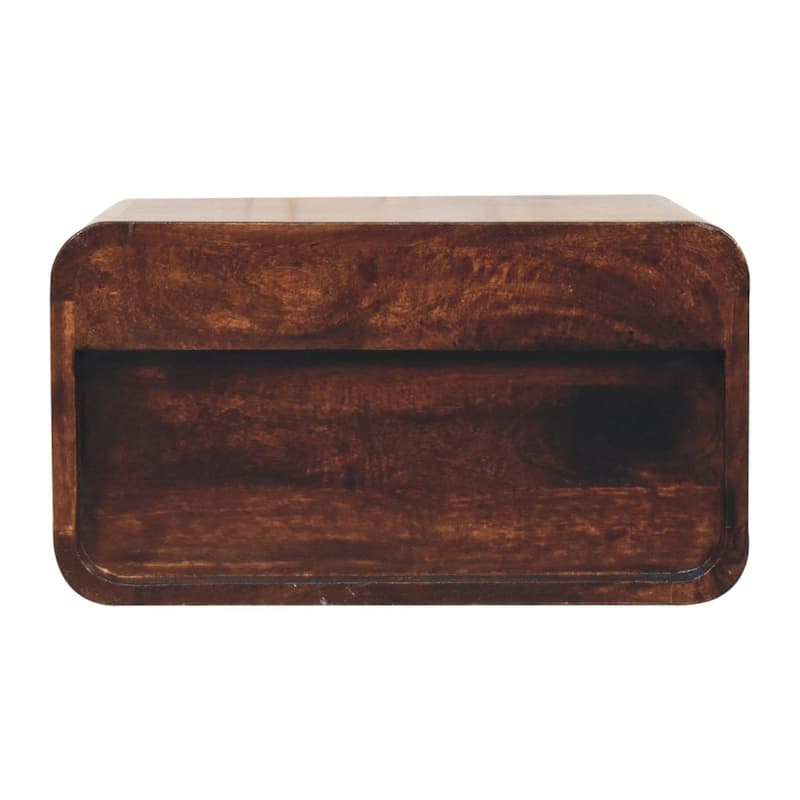 Solid Wood Curved California Walnut Wall-Mounted Bedside