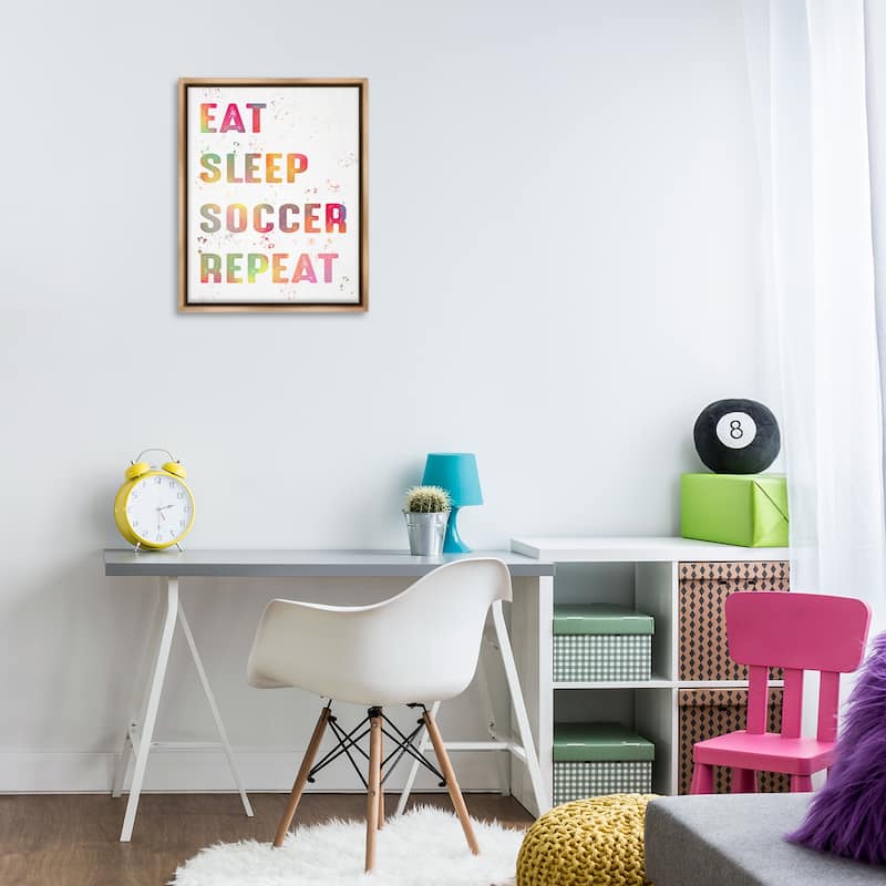 Stupell Pastel Soccer Motivation Framed Floater Canvas Wall Art Design By Marcus Prime