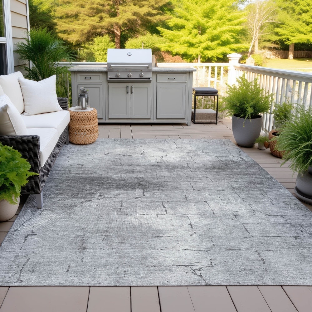 Machine Washable Indoor/Outdoor Vintage Bricks Chantille Rug