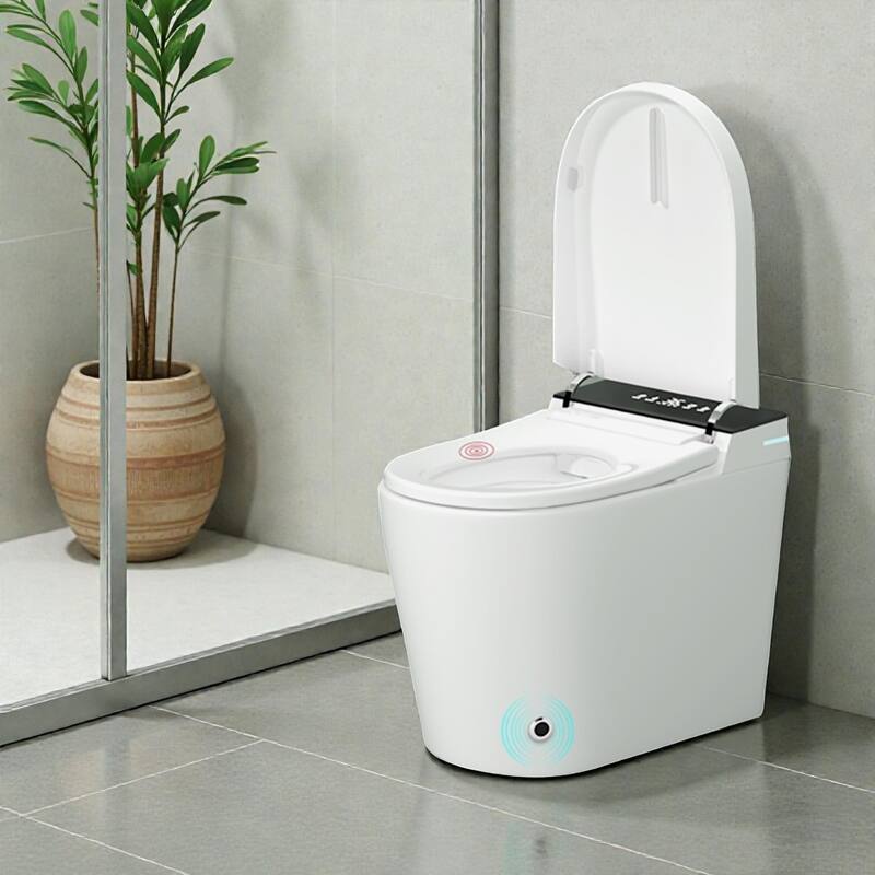 Compact Smart Toilet with Built In Bidet. Tankless 23.25 Inch Depth. Auto Open Flush. Heated Seat. Dryer
