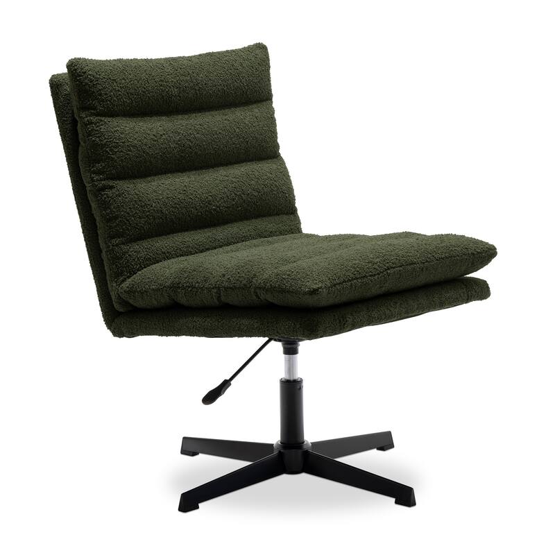 360°Swivel Adjustable Armless Office Chair with Cross Leg,Teddy Fabric
