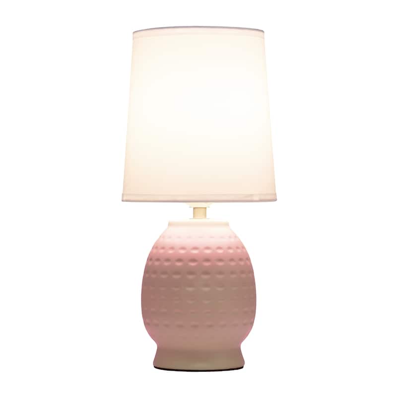 Ceramic Table Lamp with Fabric Shade for Small Spaces - 6 x 6 x 13 in. (L x W x H)