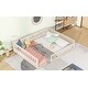 preview thumbnail 4 of 7, Full Size Upholstered Platform Bed with Guardrail and Pillow, Wood Montessori Floor Bed Daybed for Kids Boys Girls