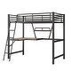 preview thumbnail 11 of 22, Twin Size Metal Loft Bed with Desk and Shelf, Black