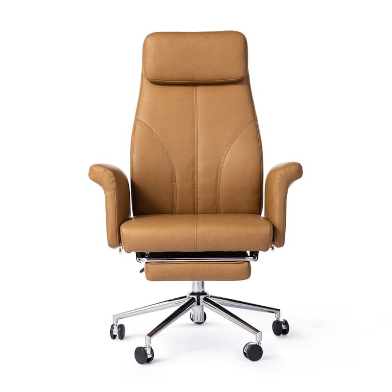 Glitzhome 49"H Modern Adjustable Swivel High Back Ergonomic Office Chair with Armrest and Extendable Footrest