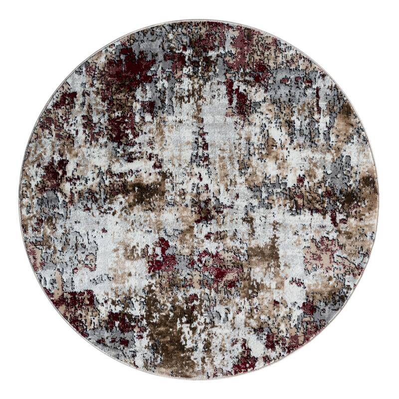 Kimberly Collection Abstract Area Rug - 5'3"X5'3" - Red
