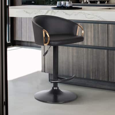 Solstice Black and Gold Upholstered Adjustable Barstool