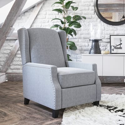 Push Back Wing Back Pocket Spring Recliner with Side Accent Nail Trim