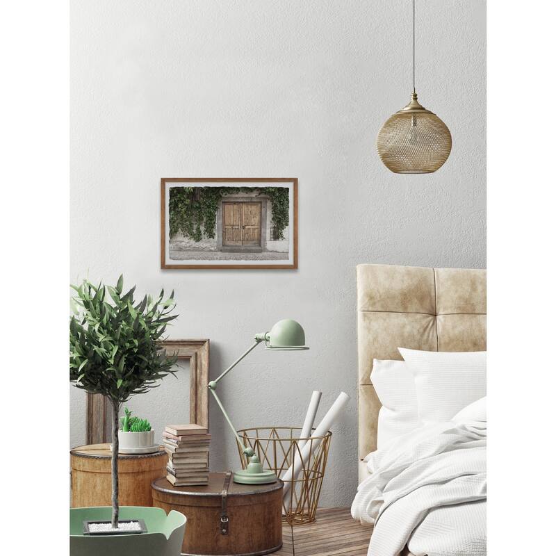 Old Wooden Door Framed Wall Art, Elegant Home Touch - Sophisticated Artwork for Refined Décor