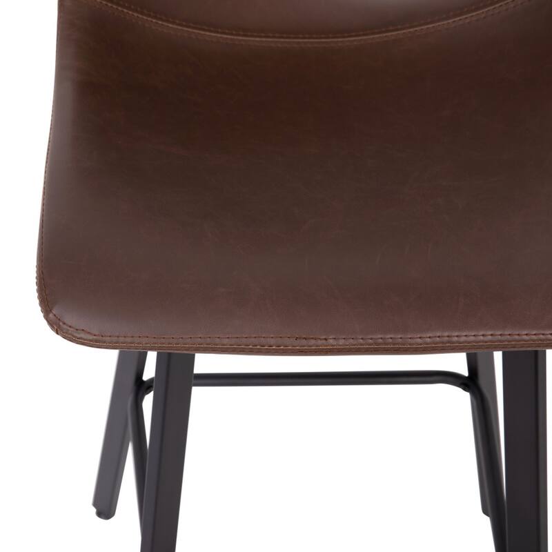 Set of 2 Armless Upholstered Metal Counter Stools