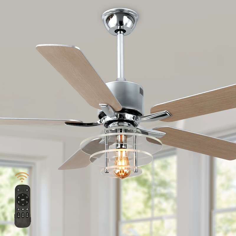 Bella Depot 52" Modern Gold Ceiling Fan with Light and Remote 6-Spped Reversible DC Motor - Silver