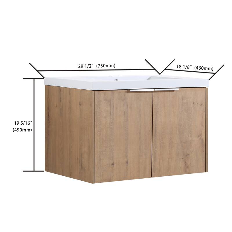 Beingnext 24"/30"/36" Bathroom Vanity with Sink, Floating Bathroom Vanity with 2 Soft Close Doors