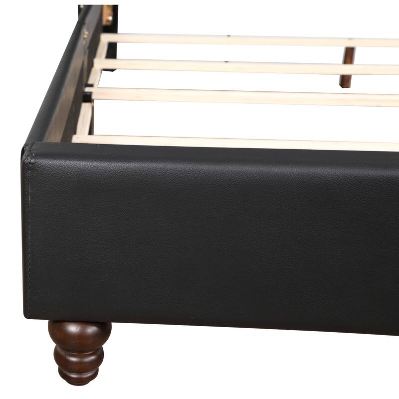 Queen Size Black Upholstered Bed with Quick Assembly