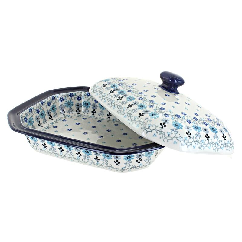 Blue Rose Polish Pottery 662 Ceramika Artystyczna Medium Covered Baker