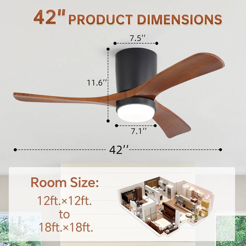 Sofucor 48/52 Inch Solid Wood Ceiling Fan with Light Optional, 6-Speed Reversible DC Motor and Remote control,Smart Optional