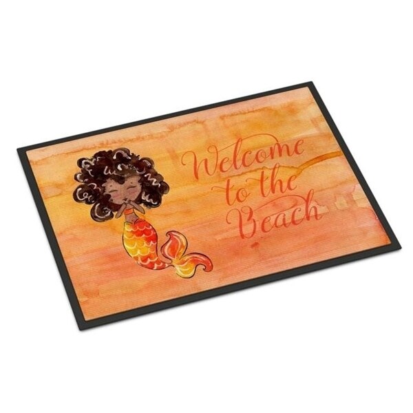 Carolines Treasures BB8517JMAT Mermaid Welcome Orange Indoor Or Outdoor Mat - 24 x 36 in.