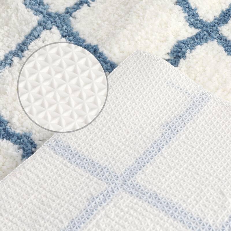 Checkered Non Slip Bath Mats, Soft Fluffy Absorbent Bathroom Rugs for Shower, Sink