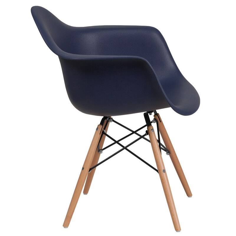 Plastic Chair with Arms and Wooden Legs