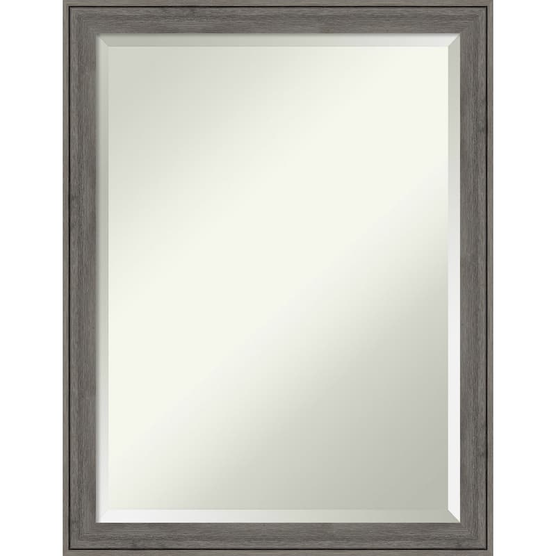 Beveled Wood Bathroom Wall Mirror - Regis Barnwood Grey Narrow Frame - Regis Barnwood Grey Narrow