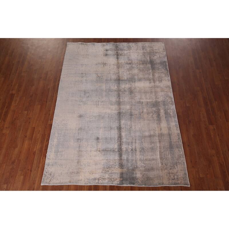 Abstract Indian Area Rug Hand-Knotted Wool Carpet - 5'8"x 7'10"