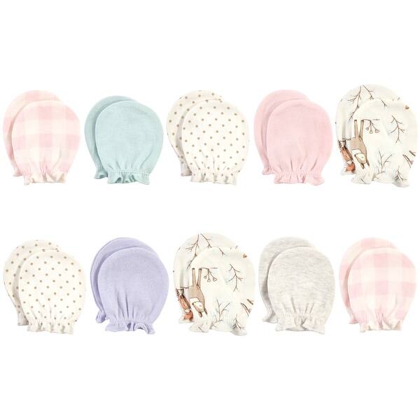 slide 1 of 1, Hudson Baby Infant Girl Cotton Scratch Mittens, Enchanted Forest, 0-6 Months - Enchanted Forest Enchanted Forest - 0-6 Months