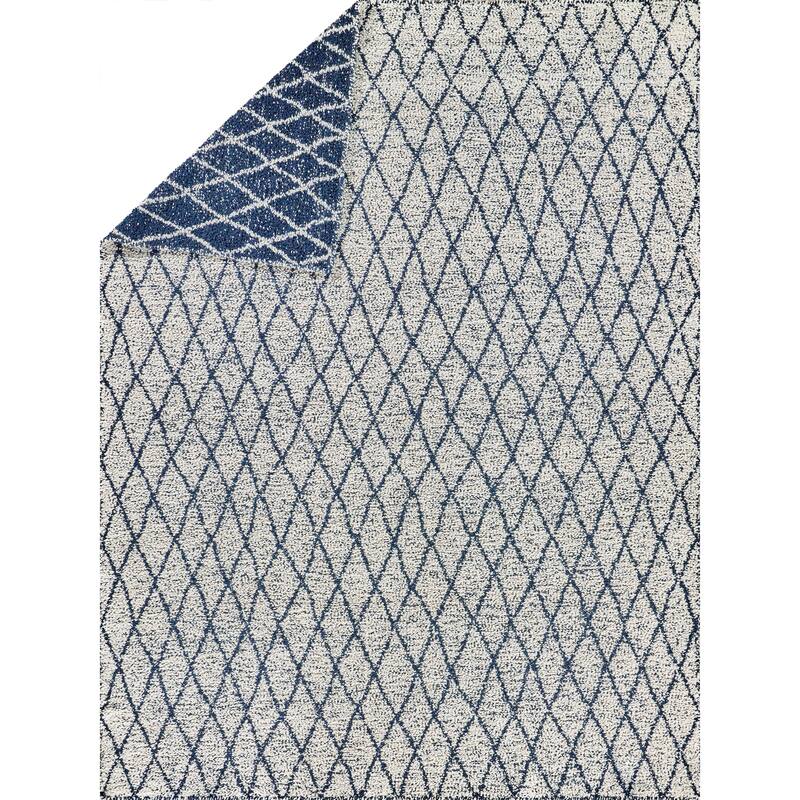 Giorgio Indoor Outdoor Reversible Navy/Ivory Area Rug.
