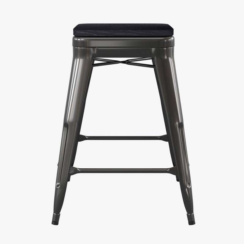 Indoor/Outdoor Backless Counter Stool with Poly Resin Seat