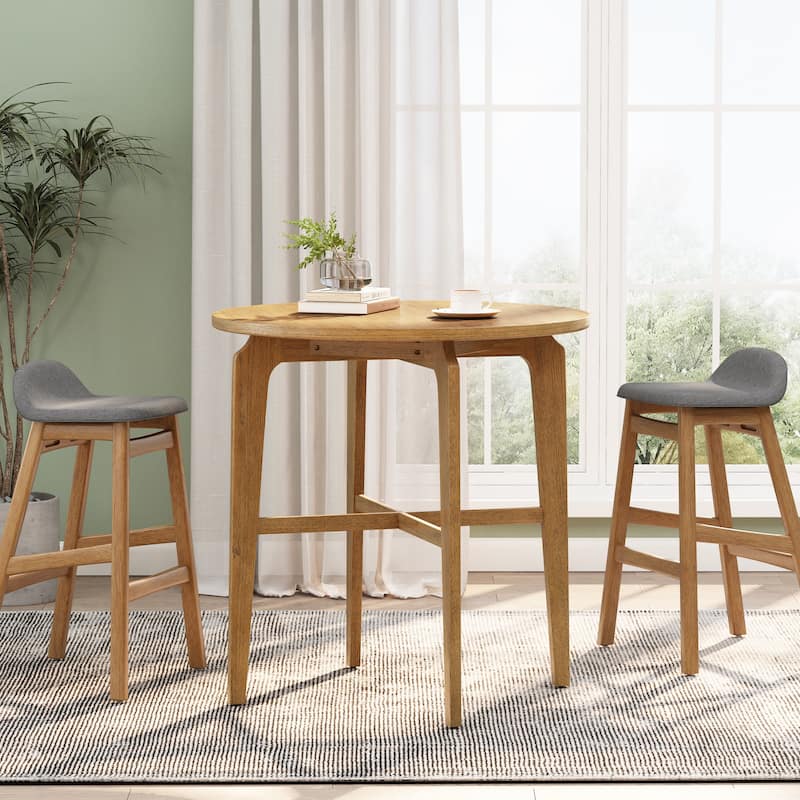 Christopher Knight Home - Bracken Retro Nordic Counter Height Bar Table with Solid Wood Legs & Cross-Reinforced Beams - Natural+Square Top