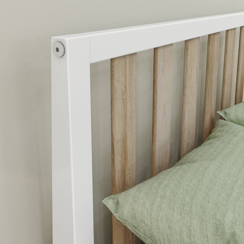 Max and Lily Scandinavian Twin-Size Bed with Slatted Headboard