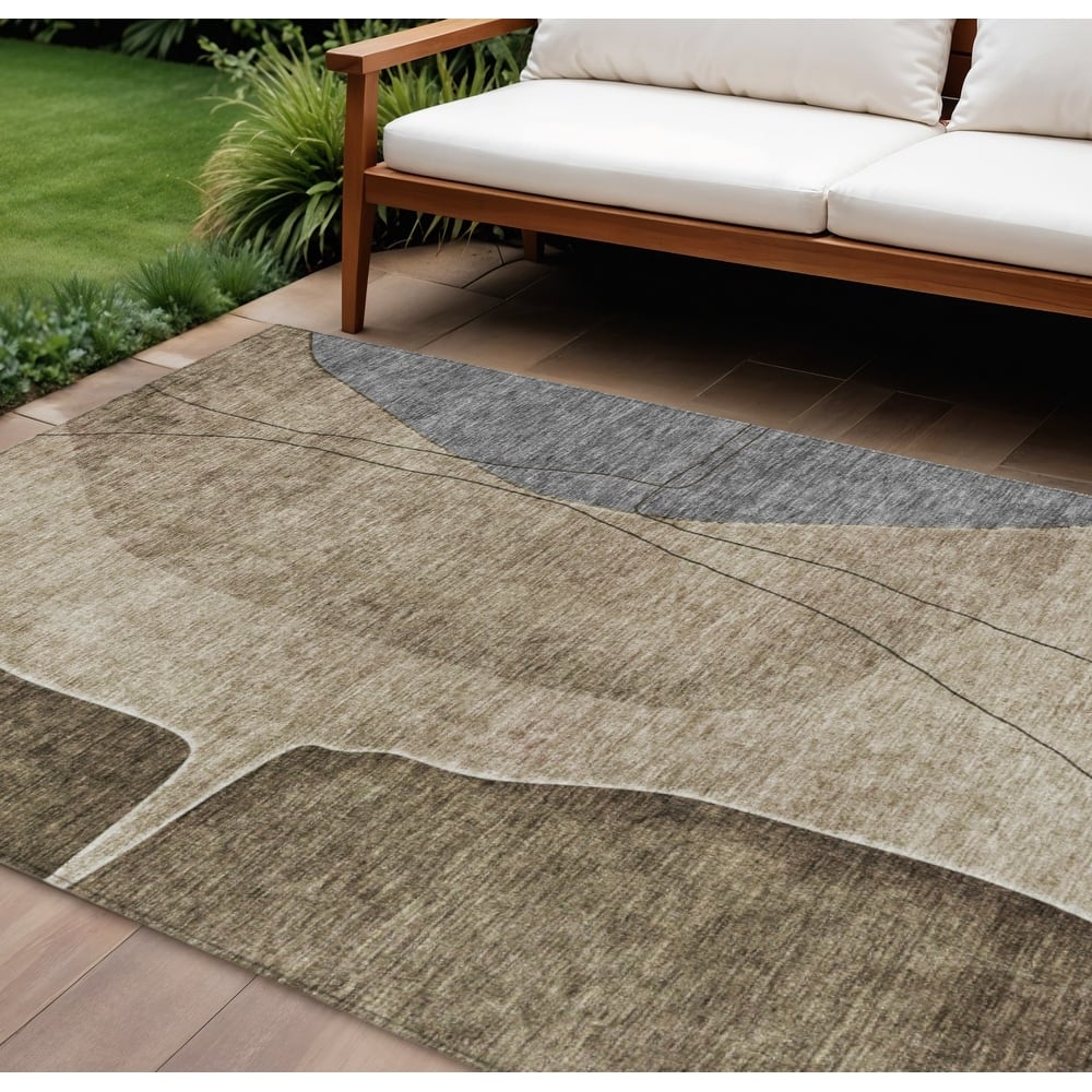 HomeRoots Abstract Transitional Rectangle Outdoor Rug