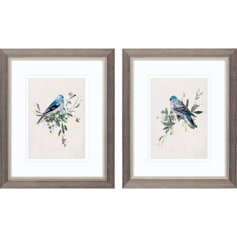 Bluebird Happy S/2 Framed Art Under Glass - 11 X 09 X 1