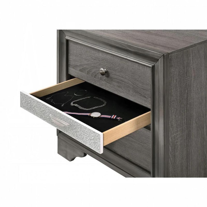 2 Drawers and 1 Jewelry Drawer Nightstand
