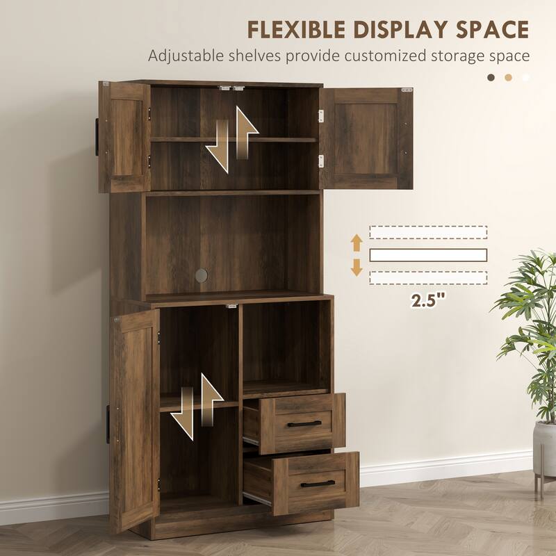 Modern Farmhouse Kitchen Cabinet with Barn Doors Drawers Adjustable Shelves Anti Tipping Durable Particleboard