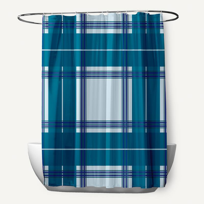 Large Plaid Pattern Shower Curtain - Teal