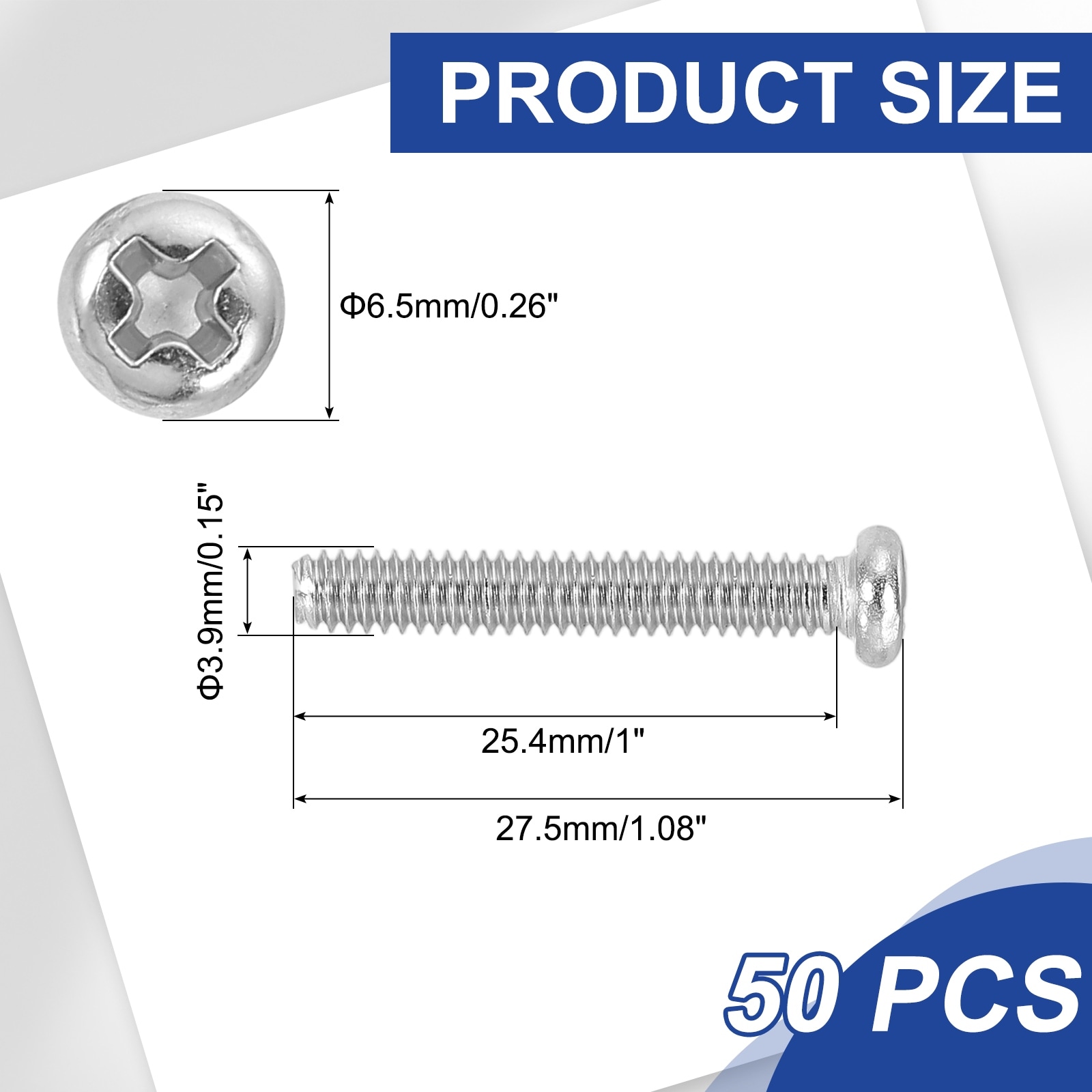 Pan Head Machine Screws, 304 Stainless Steel Round Head Screws for Cabinet Drawer Knob Pull Handle - Silver