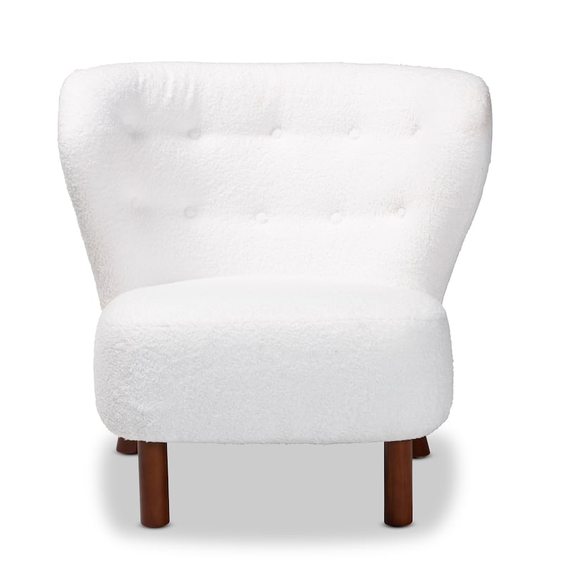 Cabrera Contemporary Boucle Upholstered Wood Accent Chair-White