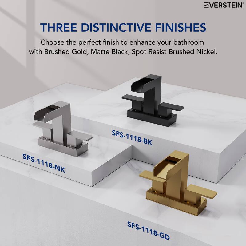 2/3 Hole Deck Mount Waterfall Sink Faucet with Dual Handles Open Spout Design