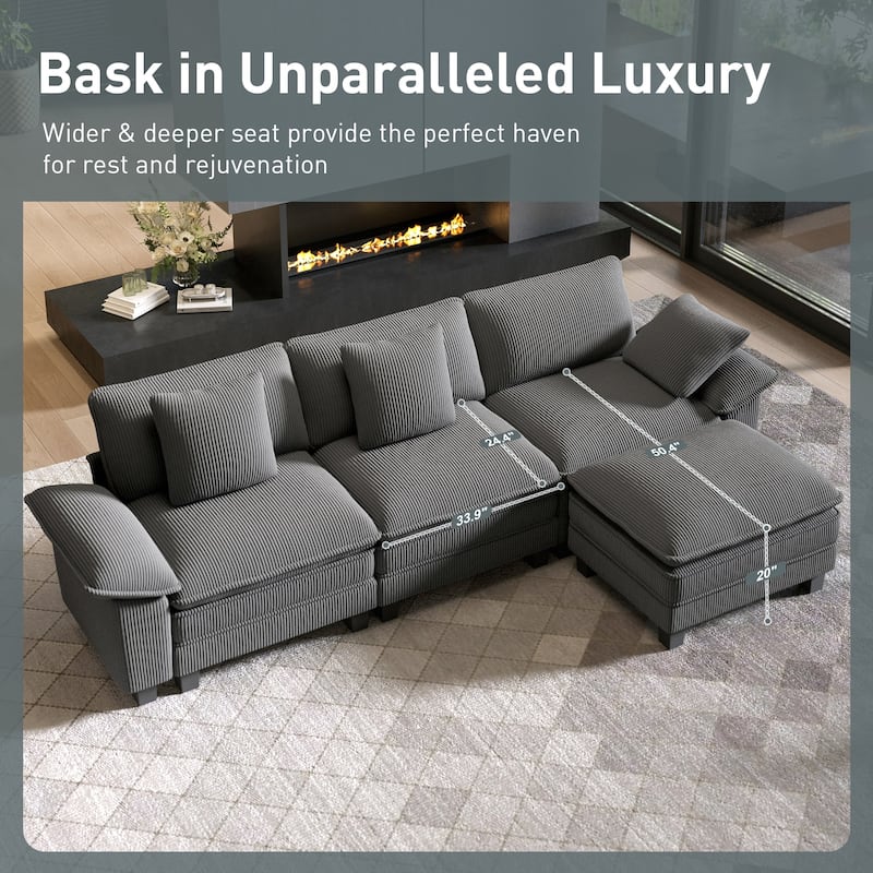 MAISON ARTS Chenille & Corduroy Modular Sectional Sofa Set, Comfy 5/6/7-Seat Living Room Couch with 3-Seater or Loveseat