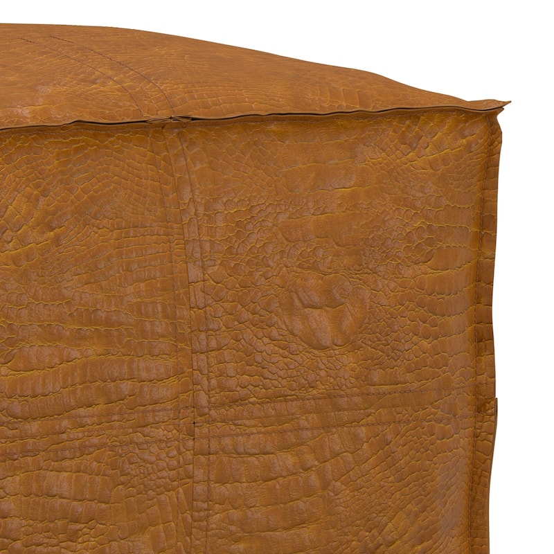 WYNDENHALL Wendal Boho Square Pouf in Faux Leather