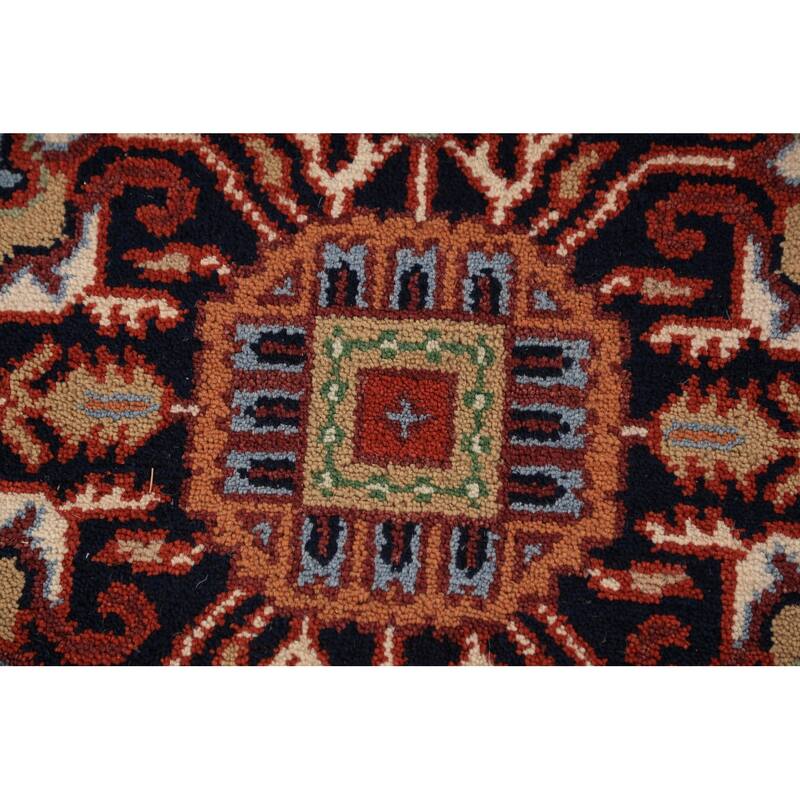 Geometric Ivory Heriz Serapi Indian Area Rug Handmade Wool Carpet - 7'9"x 10'2"