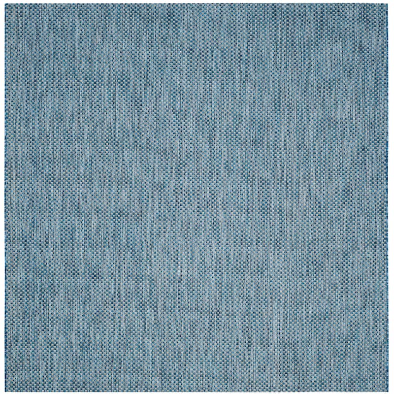 SAFAVIEH Courtyard Jonell Indoor/ Outdoor Patio Backyard Rug - 7'10" x 7'10" Square - Navy/Grey