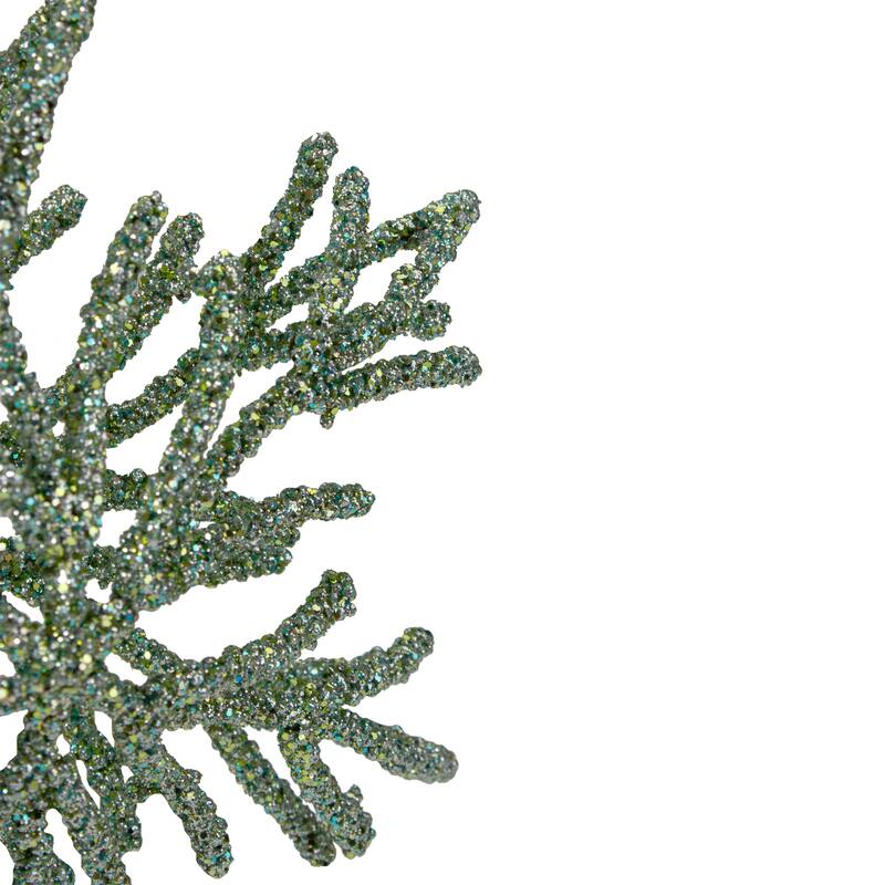 Glitter Snowflake Christmas Ornament - 7.5" - Green