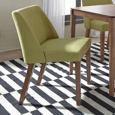 Space Savers Dining Chairs Set Walnut and Linen Upholstery 2 Piece - Various Colors
