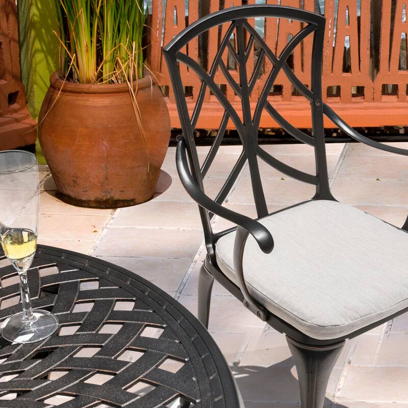 Outdoor 2-Pack 15'' x 16'' x 1.2'' Gray Chair Seat Cushions with Straps