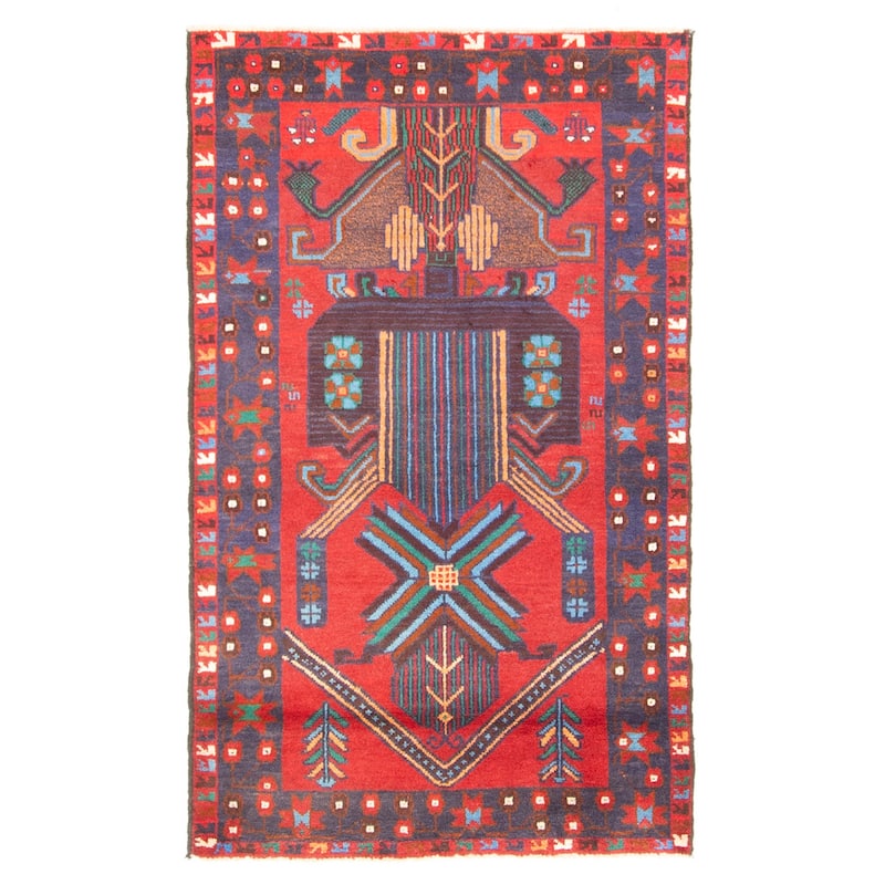 ECARPETGALLERY Hand-knotted Teimani Red Wool Rug - 2'8 x 4'6